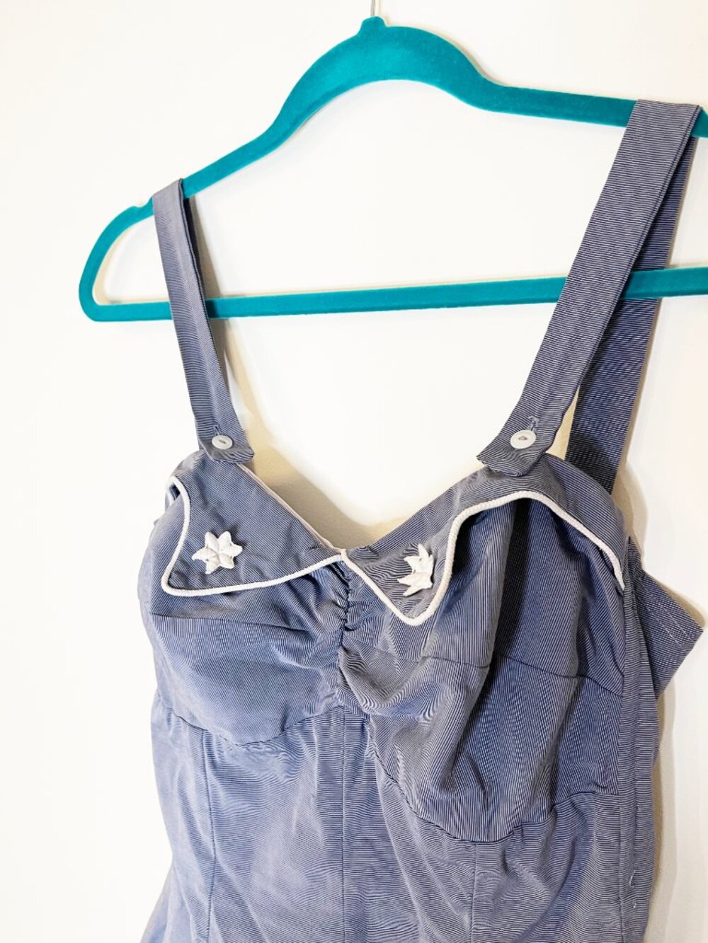 Vintage Ceeb of Miami Blue Romper Jumpsuit Pinup Rockabilly Size 38 - Picture 8 of 11